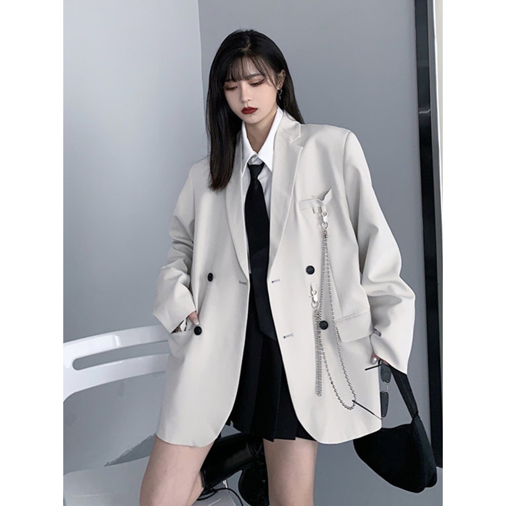 Sẵn Đen-L,(Hàng Đẹp)Ảnh thật 4 hình cuối-2W355.Áo blazer unisex nam nữ phong cách Harajuku Hàn Quốc