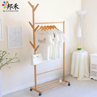 Cây, giàn treo quần áo bằng gỗ loại có bánh xe cao cấp mẫu mới nhất