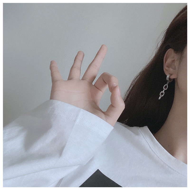 Bông tai thép titan không gỉ dạng dây xích hợp thời trang