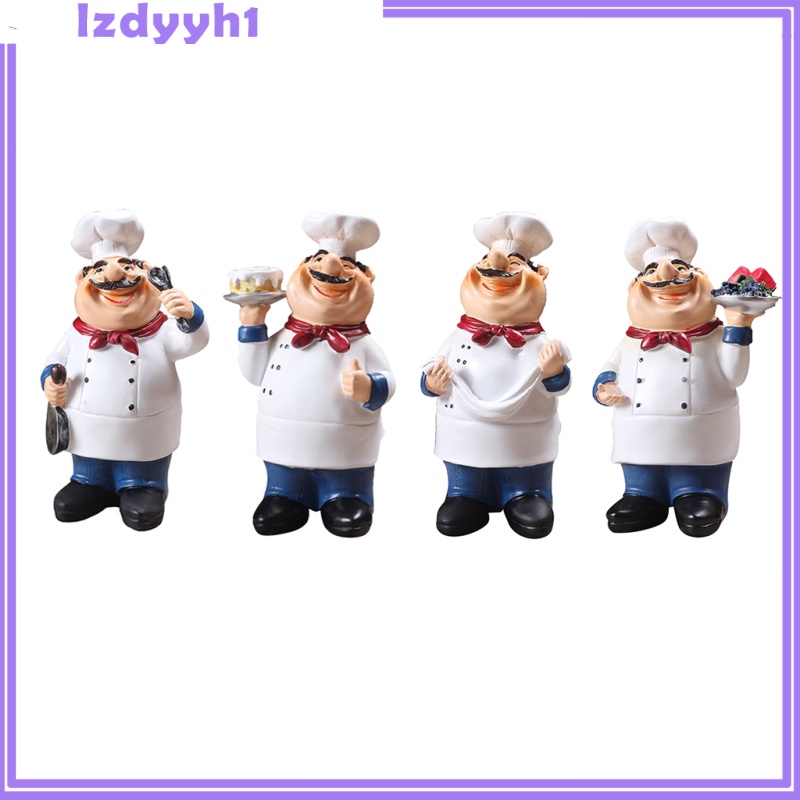 JoyDIY  4Pcs Resin Kitchen Chef Statue Figurine Decor Home Table Centerpiece