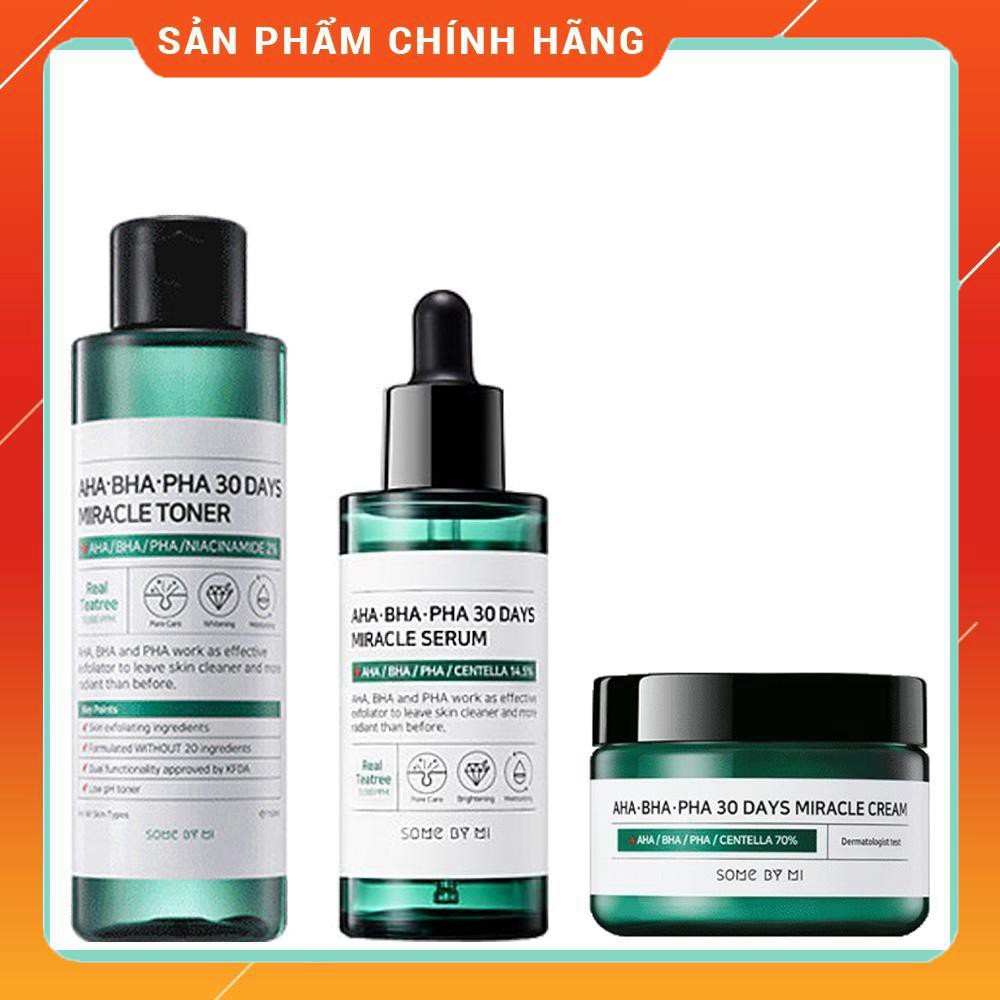 Combo Kem dưỡng/Toner / Serum giảm mụn thần thánh 30 ngày cực kì hiệu quả AHA/BHA/PHA 30 DAYS Some By Mi