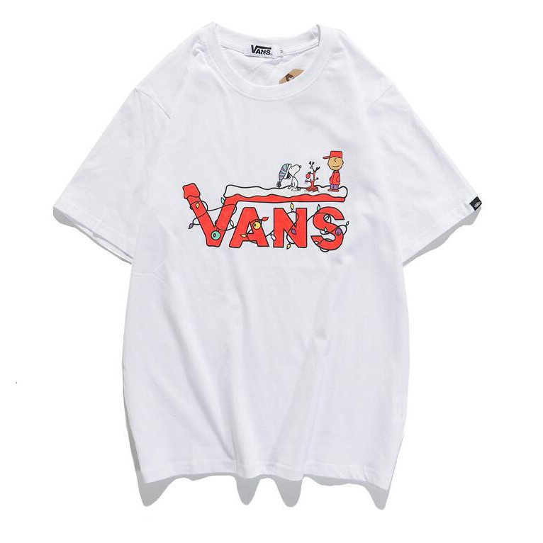 Áo thun cotton ngắn tay in chữ vans thời trang cho nam và nữ