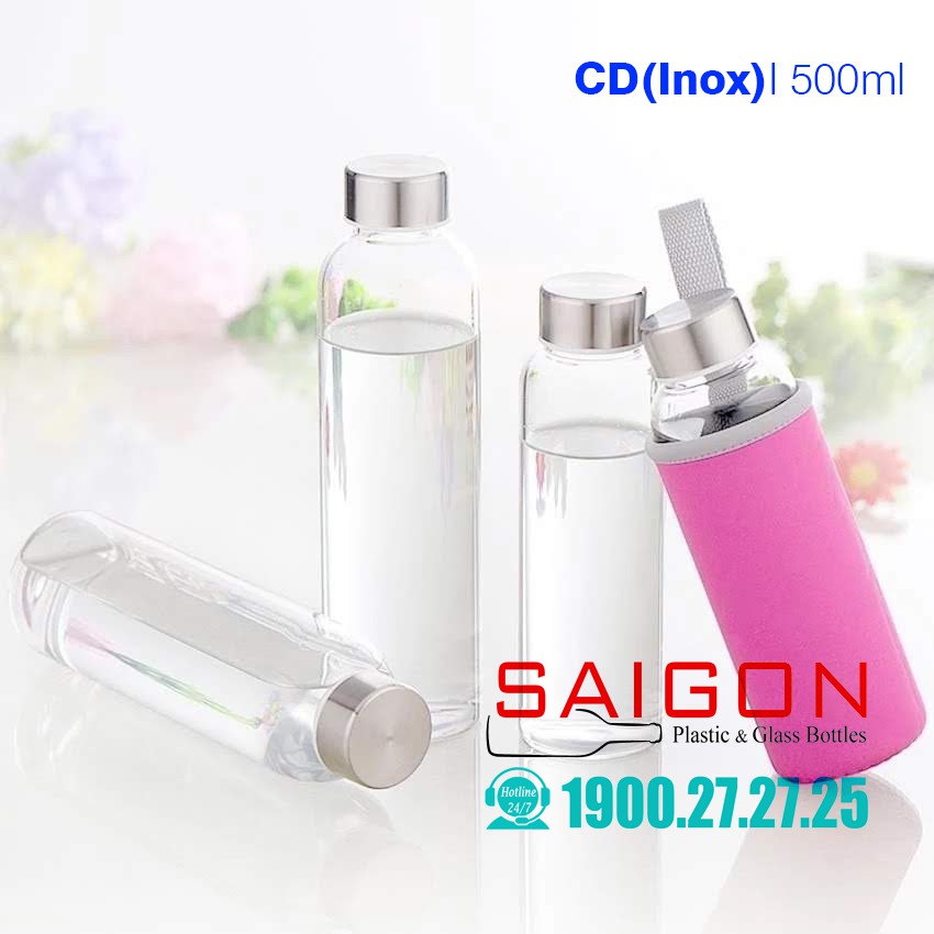 Bình Nước Thủy Tinh 300ml , 500ml | Tùy Chọn Dung Tích và Loại Nắp