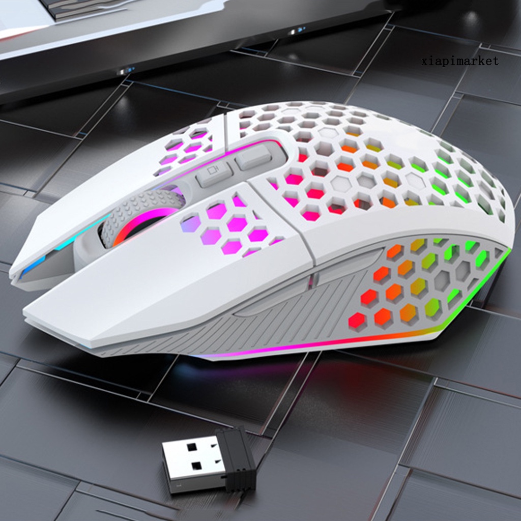 LOP_X801 PC Computer Honeycomb Hollow Wireless Charging Gaming Mute Mouse with RGB