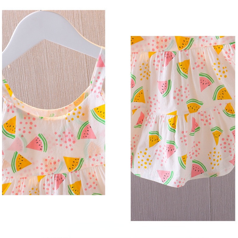 Đầm Yếm In Họa Tiết Phong Cách Hàn Quốc Thời Trang Mùa Hè Cho Bé Gái 0-4 Tuổi
