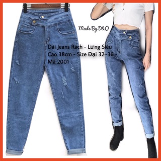 [Size Đại] Quần Dài Jeans Lưng Siêu Cao - Co Giãn Mạnh - Xanh Cào Thời Trang