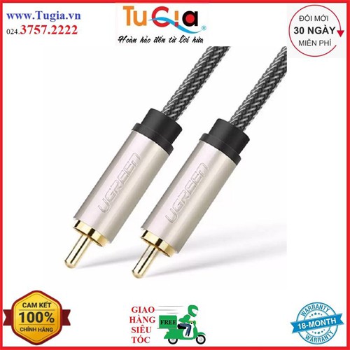 Cáp âm thanh số 2 đầu RCA Coaxial dài 2m UGREEN 20738 - Hàng chính hãng