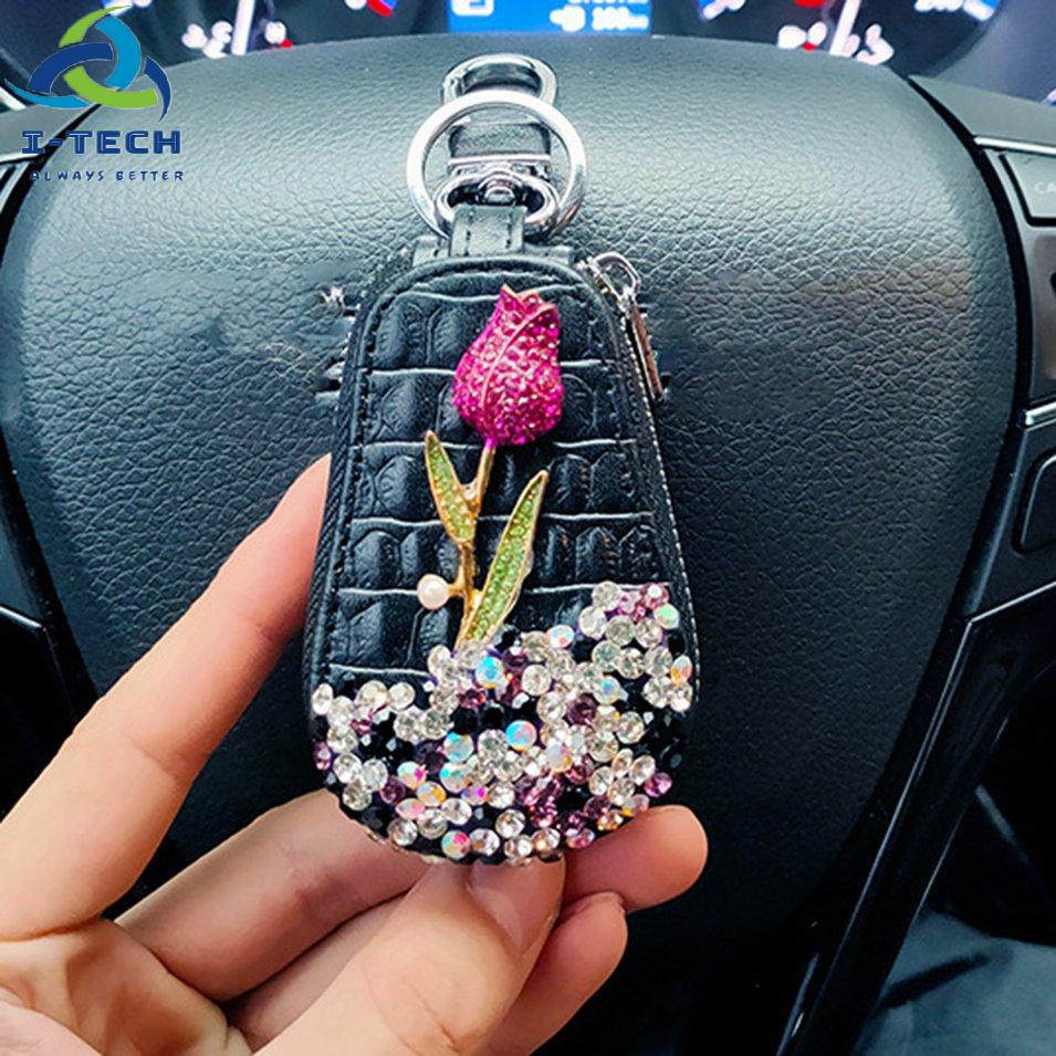 ⚡Khuyến mại⚡Flower Car Key Holder Storage Case Crystal Diamond Key Chains Key Cover | BigBuy360 - bigbuy360.vn