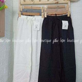 Quần culottes chất đũi cạp chun lơ dáng lỡ