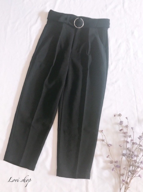 Quần tây baggy kèm nịt khoen tròn Lovi