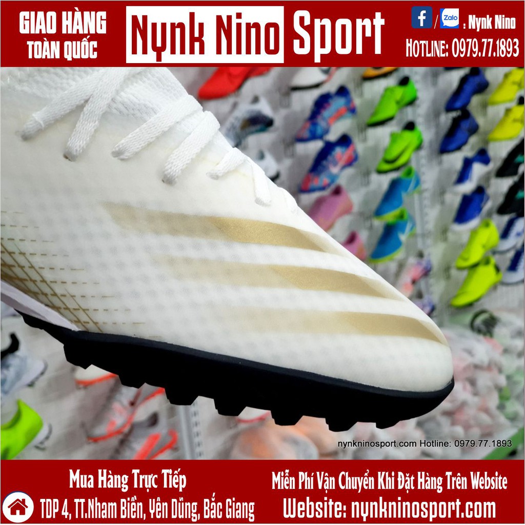 Giày Bóng Đá Adidas X Ghosted 20.3 Trắng Vạch Vàng HQ TF