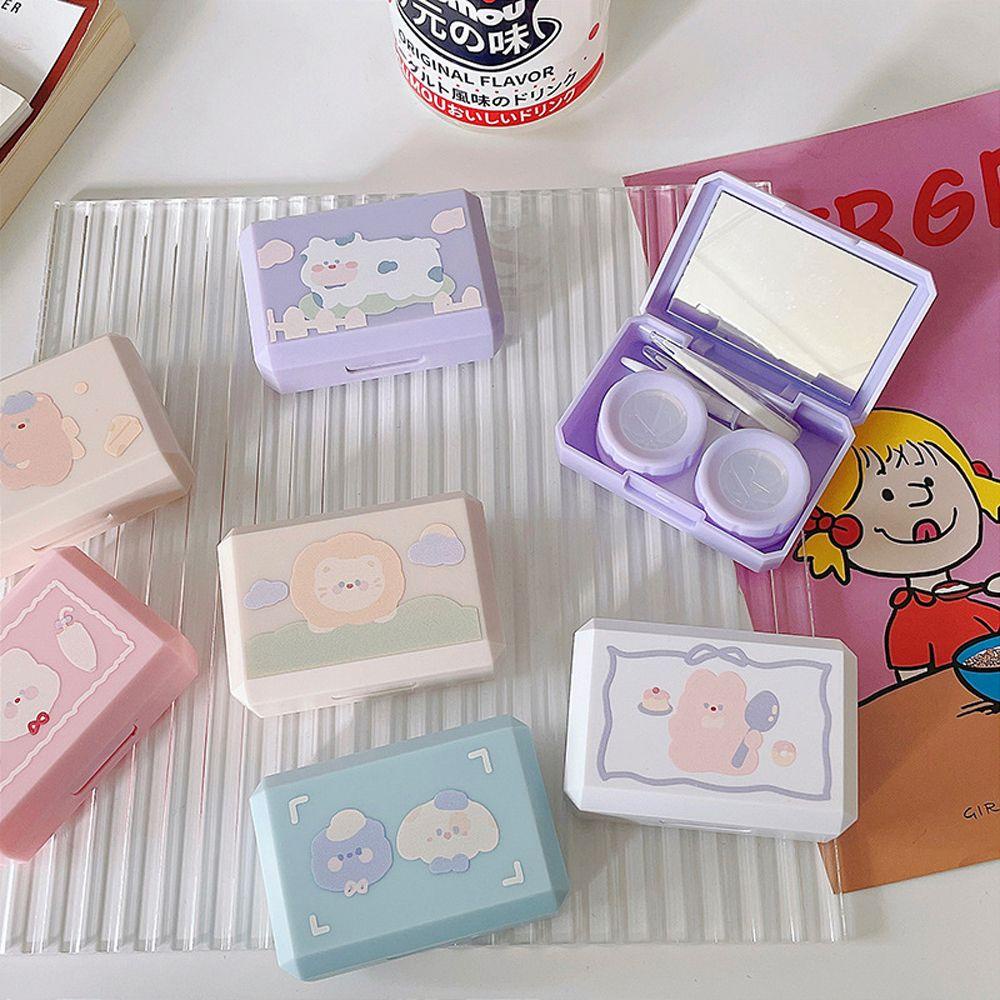 JARRED 1 Hộp Đựng Kính Áp Tròng Mini Kèm Gương Dễ Thương
