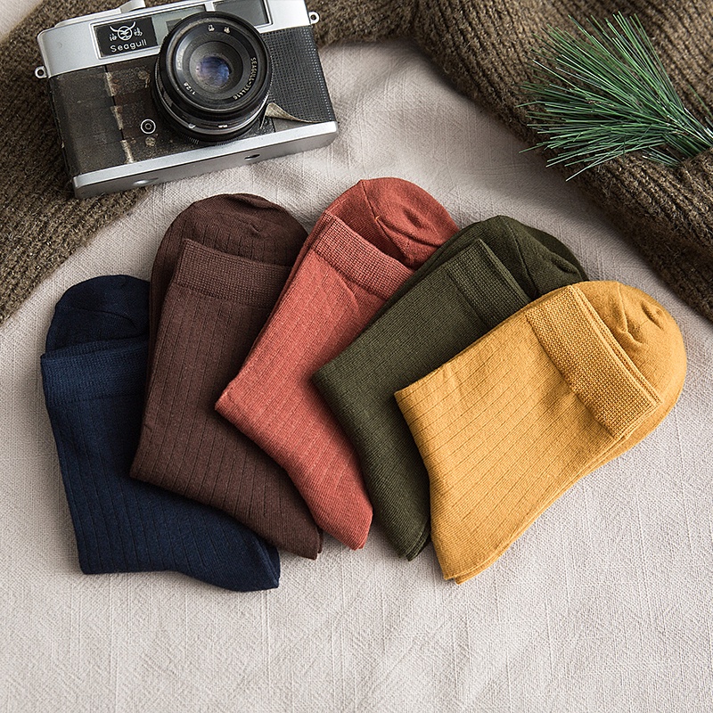 WAFNHA D169 Vớ Cotton Cổ Vừa Thấm Hút Mồ Hôi Màu Trơn Cho Nam Và Nữ