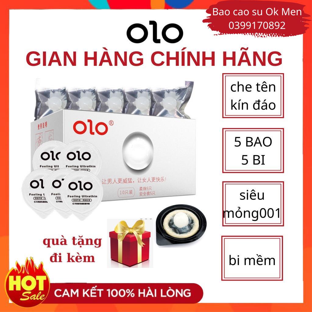 Bao Cao Su OLO 001 Có Hạt Ngọc Trai Mềm Tăng Kích Cỡ 1.5cm, BCS Siêu Mỏng, Nhiều Gel