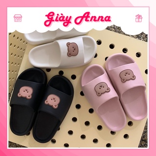 Dép lê nữ ANNA 2 quai khoá hình gấu cute nhựa dẻo đi êm chân