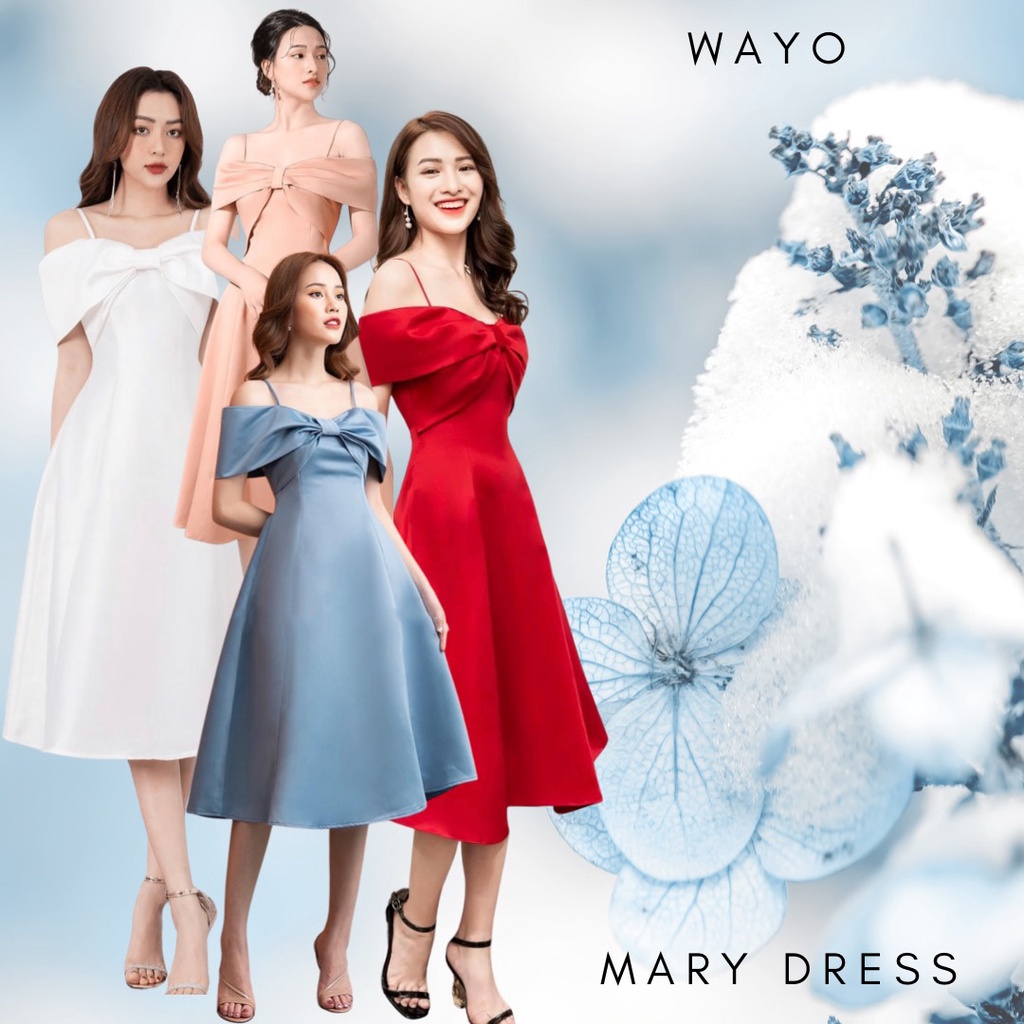 Đầm WAYO dự tiệc xoè trễ vai cao cấp 4 màu