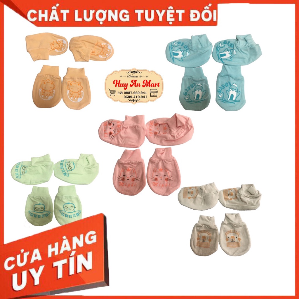 Sét bao tay chân Mipbi cho trẻ sơ sinh 100% sợi tre an toàn