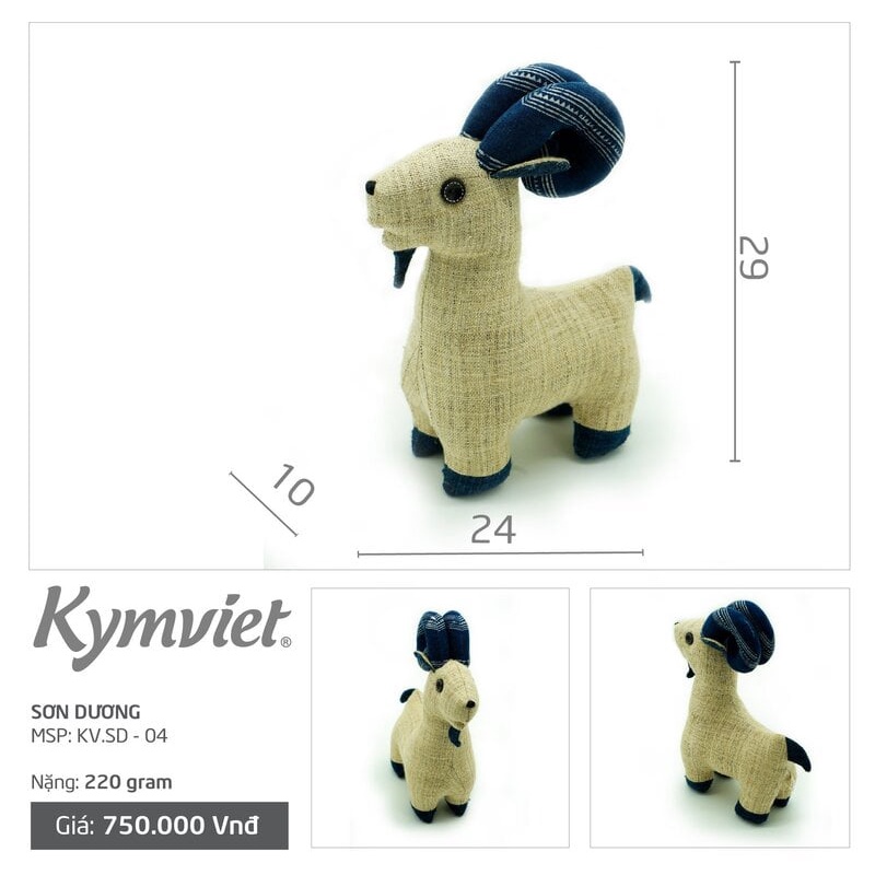 Đồ Chơi Nhồi Bông Hình Sơn Dương KYMVIET Vải Thổ Cẩm Craft [SDTC-2207]