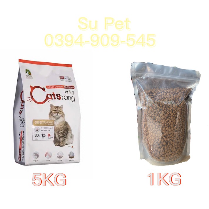 Thức ăn cho mèo hạt Catsrang mọi lứa tuổi giá rẻ (Túi zip 1KG)