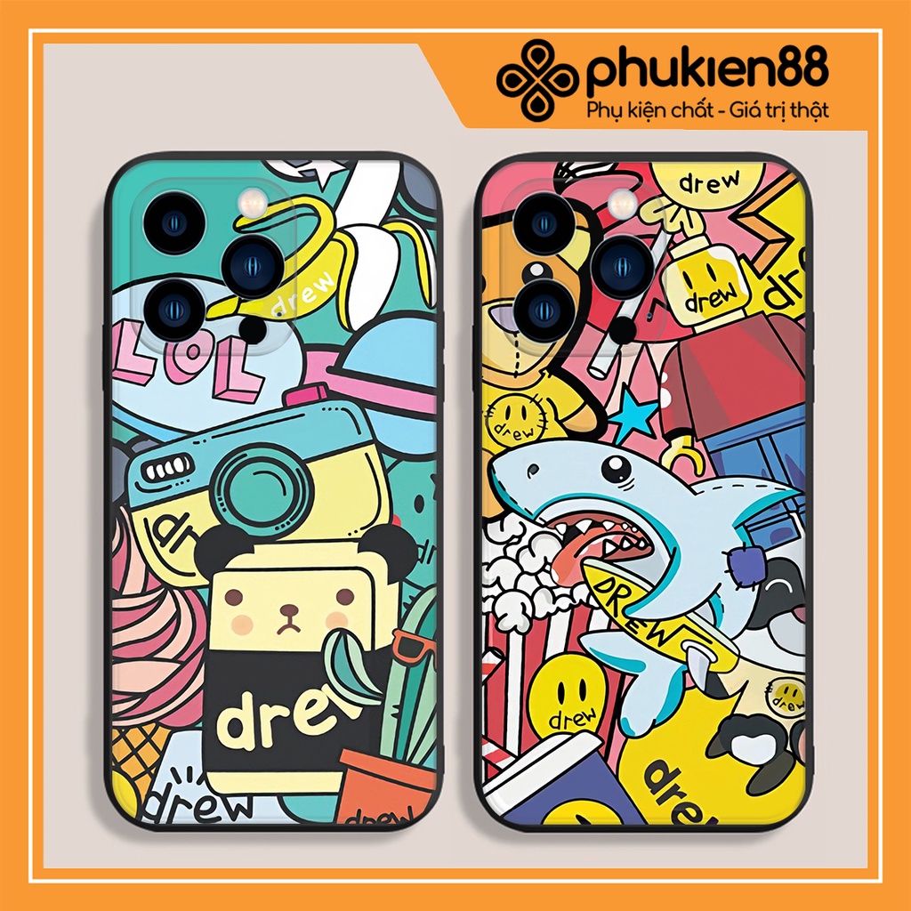 Ốp lưng ip DreW cạnh vuông 6/6plus/6s/6splus/7/7plus/8/8plus/x/xr/xs/11/12/13/pro/max/plus/promax