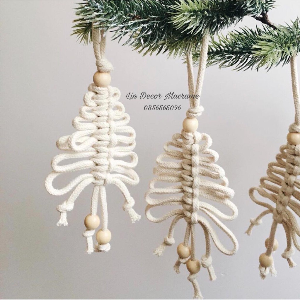 [Giá ưu đãi] SET 2 Cây Thông Mini Macrame Trang Trí Noel / Giáng Sinh