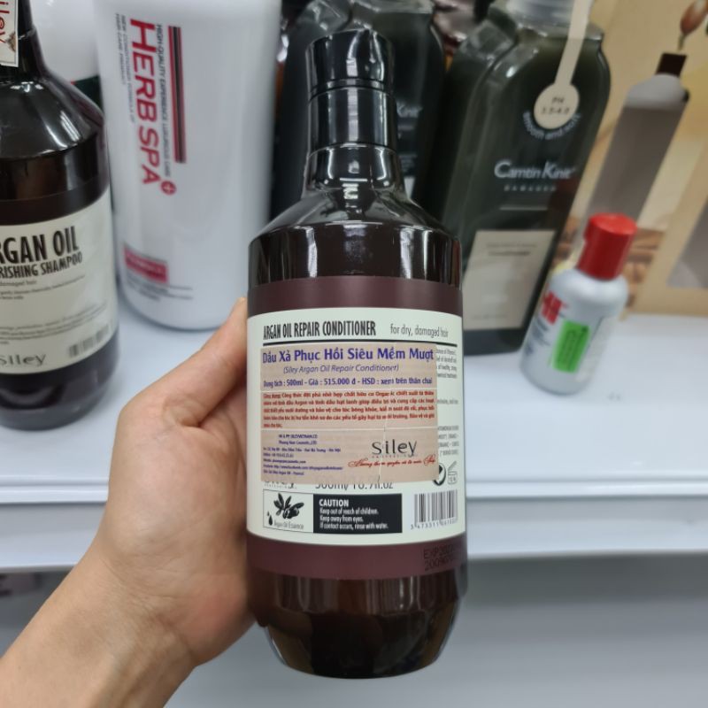 (CHÍNH HÃNG CÔNG TY 100% MẪU MỚI NHẤT 2021)DẦU GỘI XẢ SILEY ARGAN 500ML