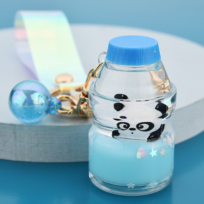 Móc khóa cute độc đáo hình bình nước thú cưng gấu trúc đẹp phong cách độc lạ bền đẹp.