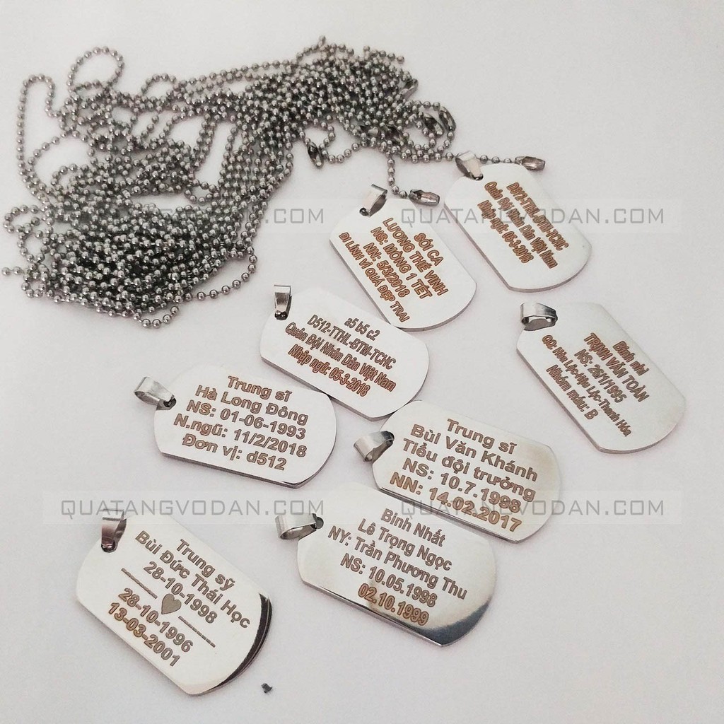 Thẻ bài lính Dogtag khắc tên theo yêu cầu