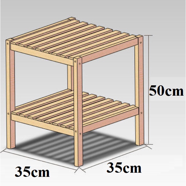 Kệ Gỗ 2 Tầng Mẫu Đẹp Kích Thước 35x35x50cm - Gỗ Đẹp Tự Nhiên.