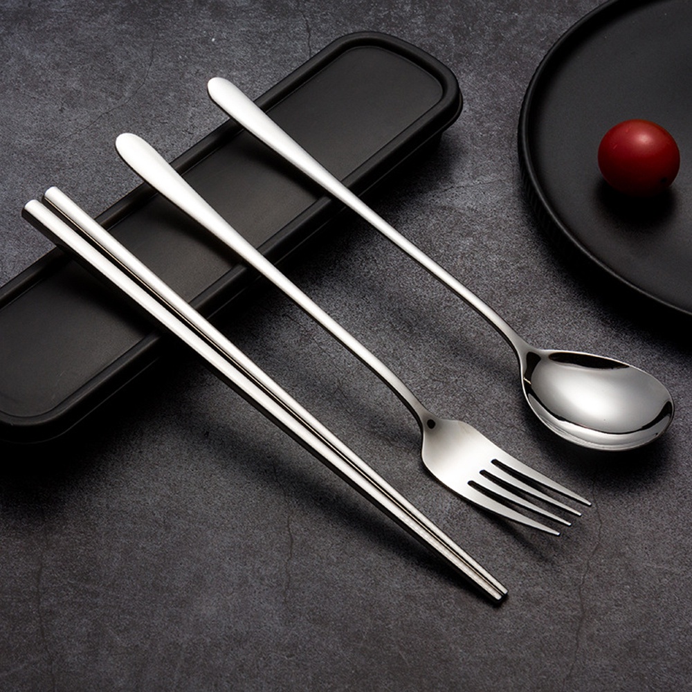 Bộ muỗng thìa đũa dĩa cơm Văn phòng Inox 304 Loại 1, kèm hộp Lúa mì Minh House