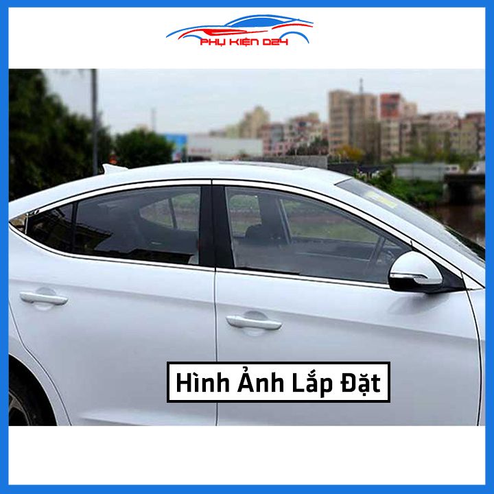 Bộ nẹp viền chân kính cong kính Hyundai Elantra 2016-2019-2020-2021 Inox sáng bóng chuẩn form xe