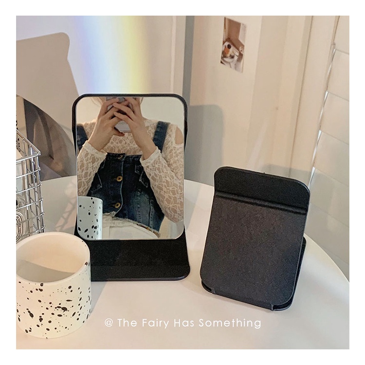 Gương da đen gấp để bàn văn phòng, học sinh hoặc mang du lịch