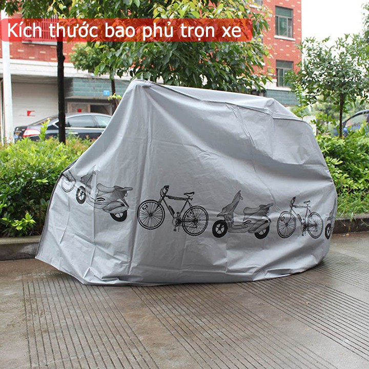 Bạt phủ xe máy xe đạp, Áo trùm che mưa nắng cho xe máy loại tốt kích thước 210*100