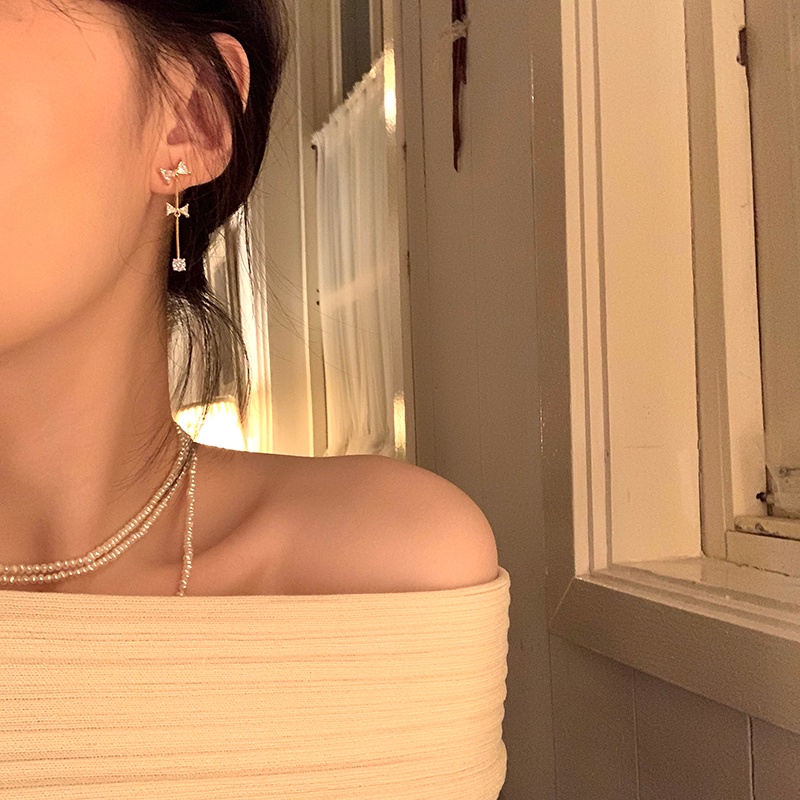 Bông Tai Mạ Bạc 925 Hình Nơ Dễ Thương