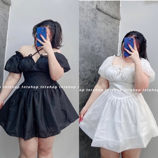 ĐẦM TRỄ VAI DÂY CHÉO CỔ TAY BỒNG [TNT SHOP BIGSIZE 60KG 90KG]