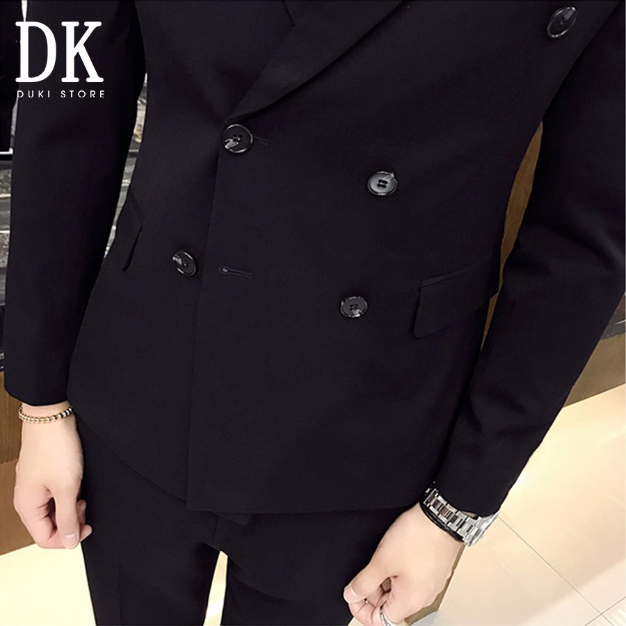 Bộ vest nam 6 nút Hàn Quốc màu đen lịch lãm - DUKI STORE