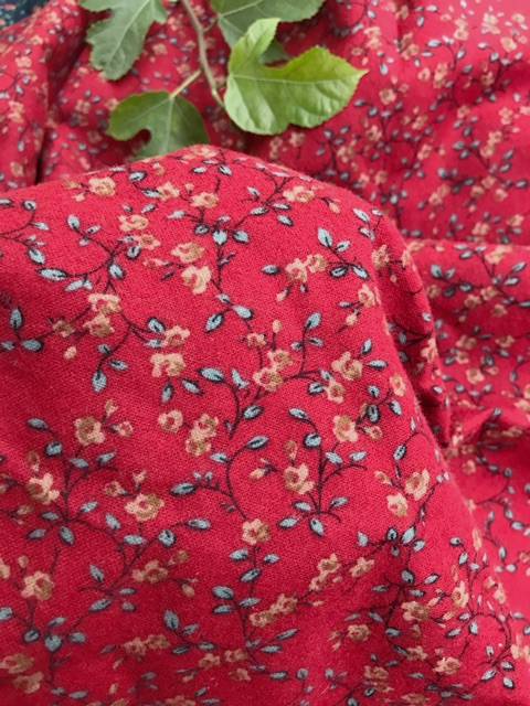 Vải thô cào bông hoa hồng leo
