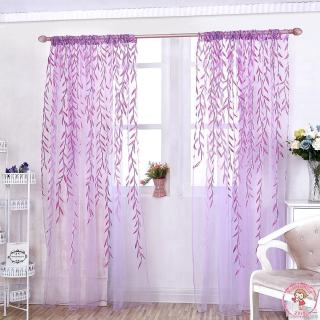 Rèm cửa ren lưới thiết kế phối hoạ tiết cành liễu trang trí không gian