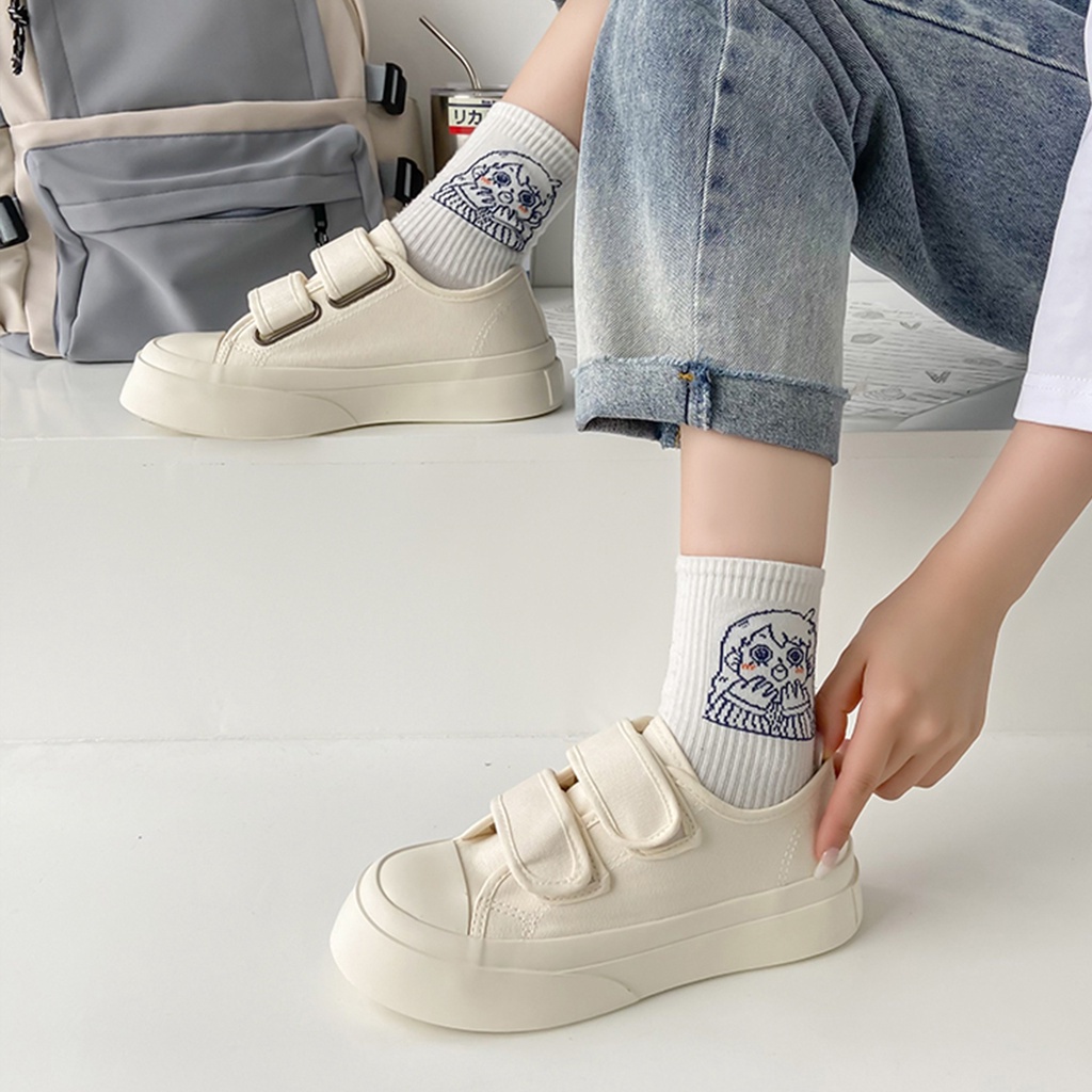 Giày thể thao vải canvas quai dán đế bánh mì ulzzang - G02 Mian Store