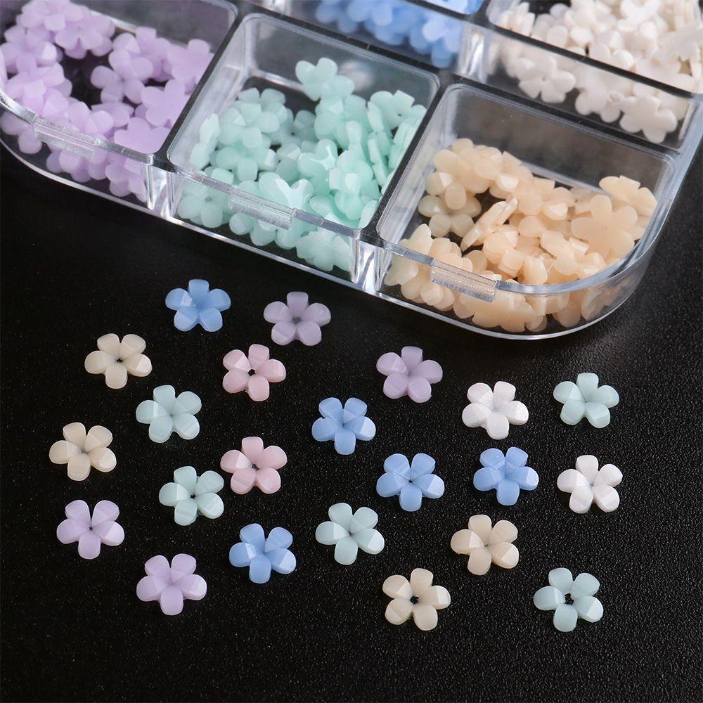 Miếng Dán Trang Trí Móng Tay Hình Hoa 3D Màu Trắng / Xanh Dương