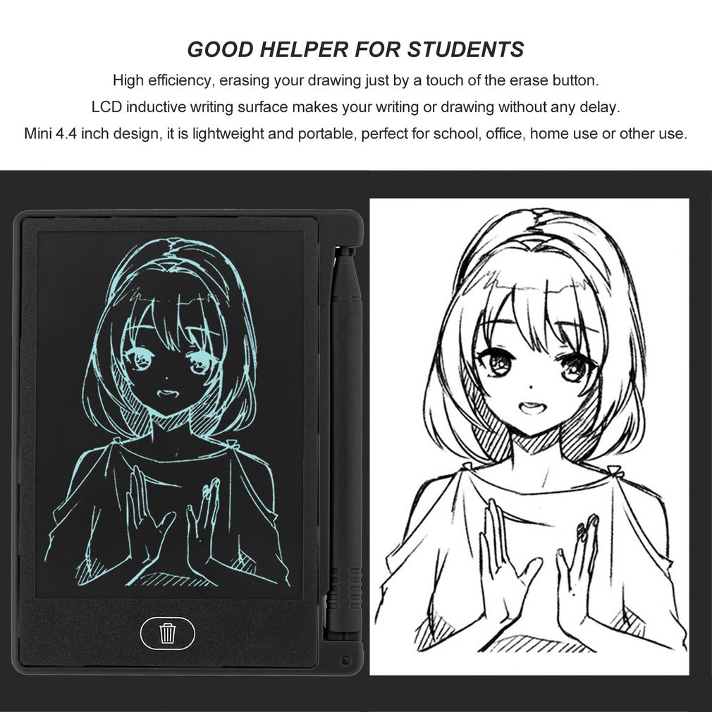 Bảng vẽ kỹ thuật số LCD mini 4.4 inch kèm bút cảm ứng thích hợp làm quà tặng cho trẻ em