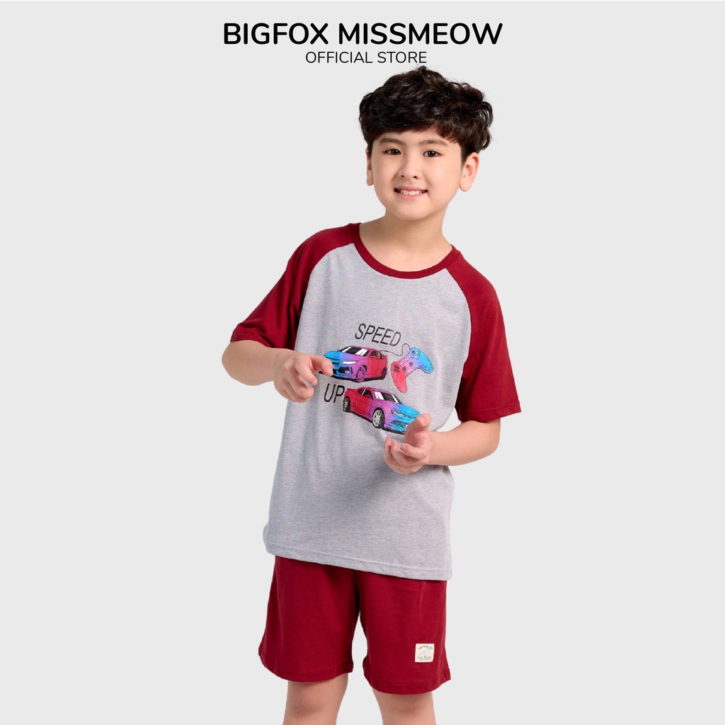 Bộ phông bé trai Bigfox - Miss Meow chất liệu cotton mềm mịn in ô tô speed up size trẻ em 3,4,5,6,7,8,9,10,11 tuổi