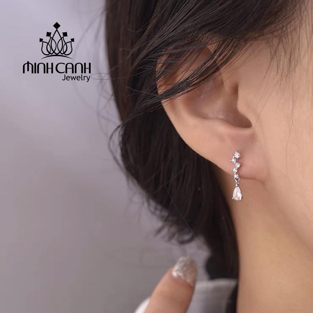 Bông Tai Bạc Zíc Zắc Thả Đá - Minh Canh Jewelry