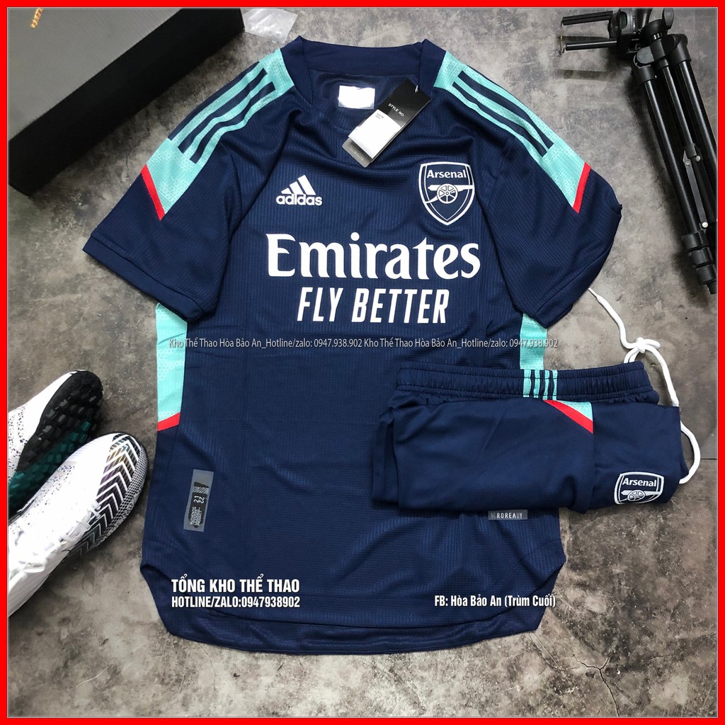 Set Bộ Thể Thao CLB Asenal Training Màu Xanh Đậm mùa giải 2021/22 - Áo Training Arsenal