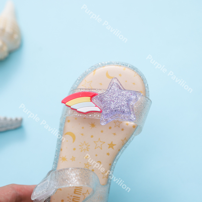 Giày sandal nhựa đèn LED màu cầu vồng chất lượng cao cho bé gái