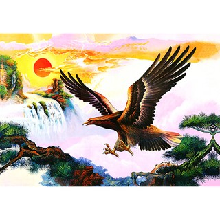 Tranh dán tường 3D đại bàng - tranh đại bàng vạn lý trường thành - phủ kim sa