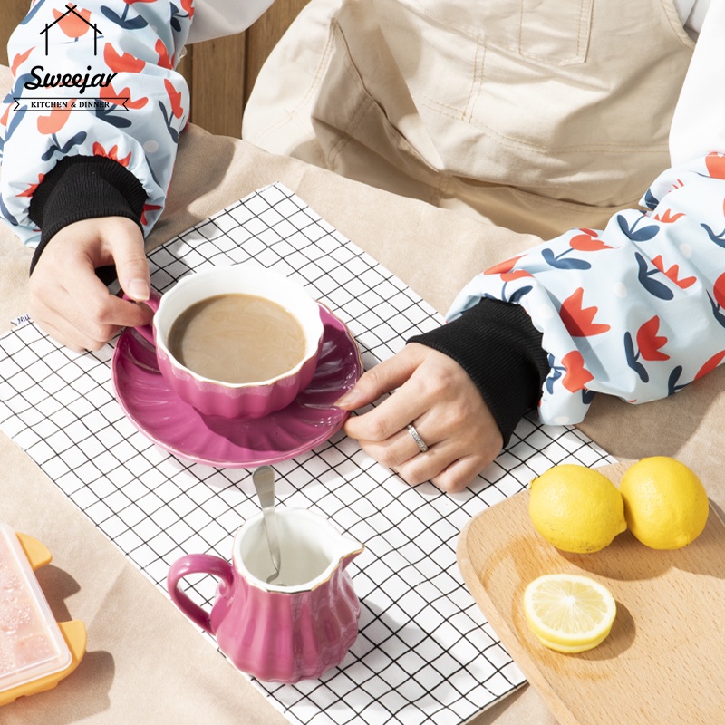 SWEEJAR Găng ống tay nấu ăn  bằng polyester chống nước chống dầu có thể điều chỉnh