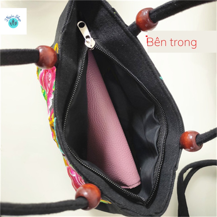 Túi Xách Tay Thêu Hoa Mẫu Đơn 2 Mặt, Phong Cách Cổ Điển Mới 2022 2N016-2 Ngân shop