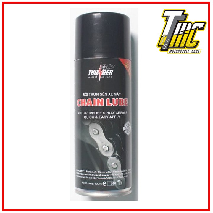 [Shopee Trợ Giá] Chai xịt bôi trơn bảo dưỡng sên / xích xe mô tô Thunder Chain Lube 400ml