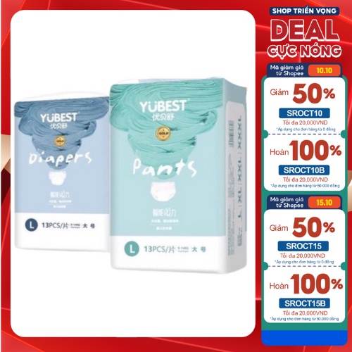 Tã Bỉm Yubest GOLD NIGHT ANGEL nội địa Trung Quốc quần, dán S90/M84/L78/XL72/XXL66/XXXL66